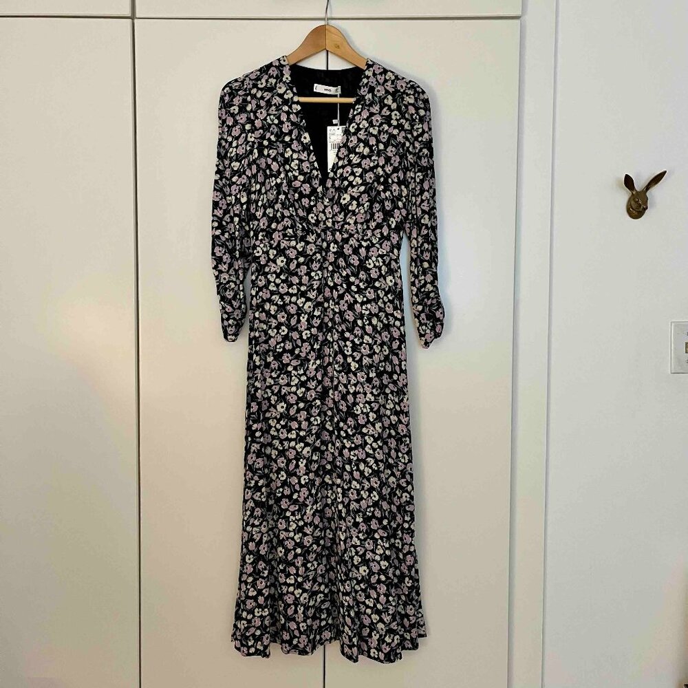 NWT MANGO Floral Print Midi Dress Size S